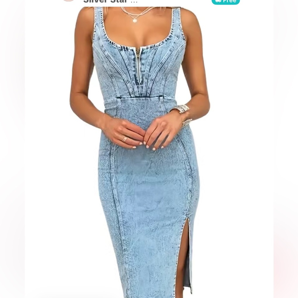 Bodycon Midi Dress with Front Zip and back zipper